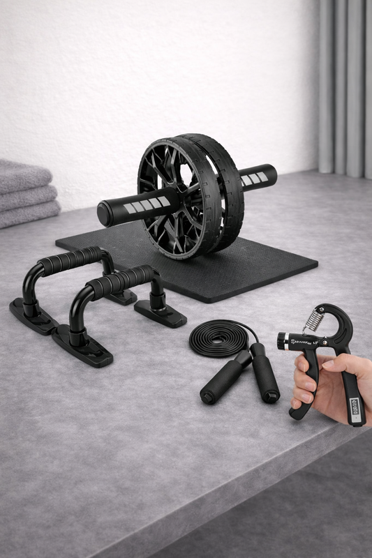 Ab Roller & Push-Up Bar Set – 7 Piece Home Fitness Equipment